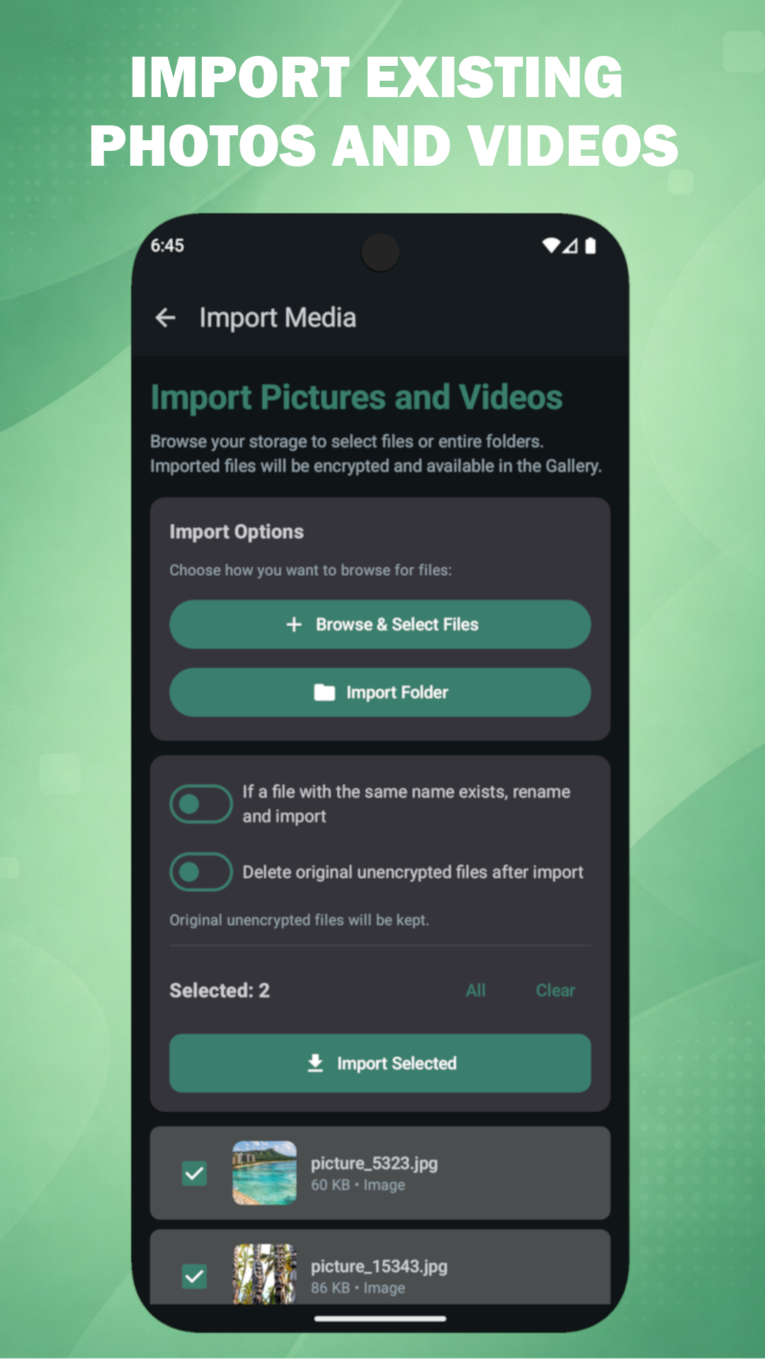 MySafeCam Import Feature